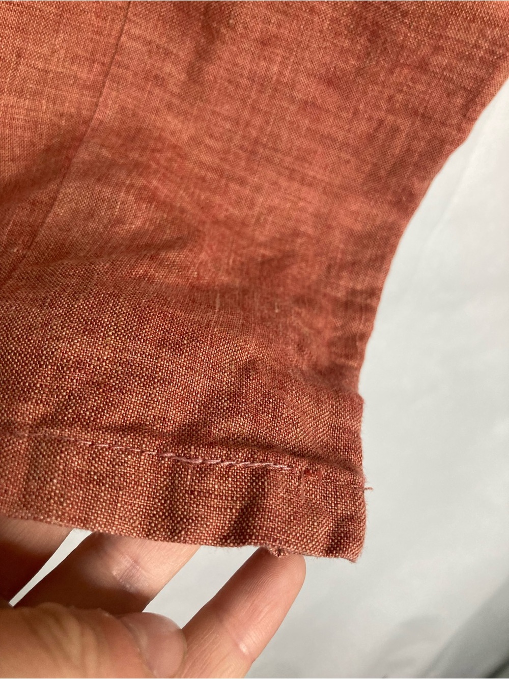 Eileen Fisher Petite Medium Organic Linen Pants Clay Elastic Waist Wide Leg PM - Picture 5 of 7
